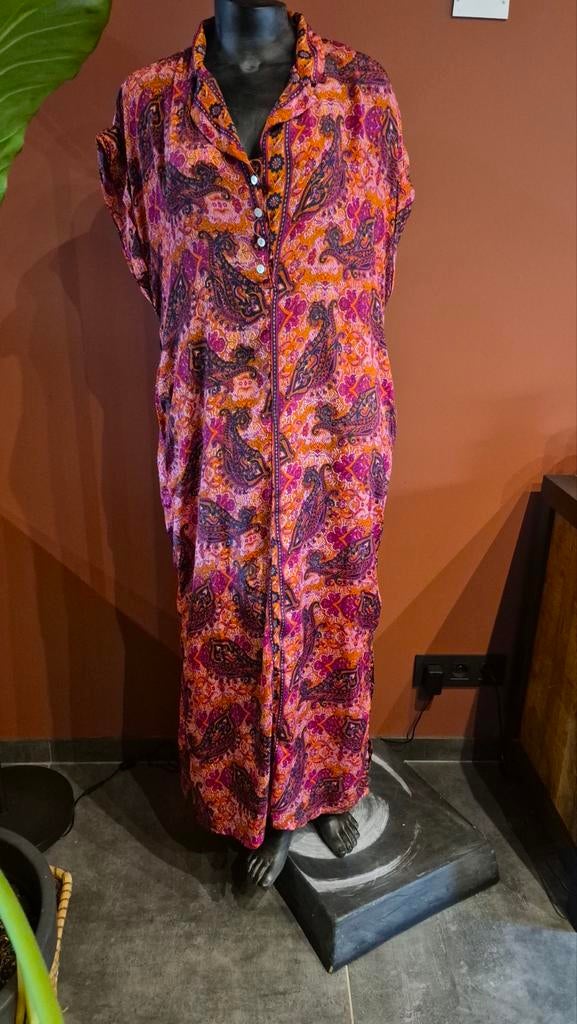 Soepelvallende Maxi Jurk Gold & Silver Maat 38, Kleding | Dames, Jurken, Gedragen, Maat 38/40 (M), Overige kleuren, Onder de knie