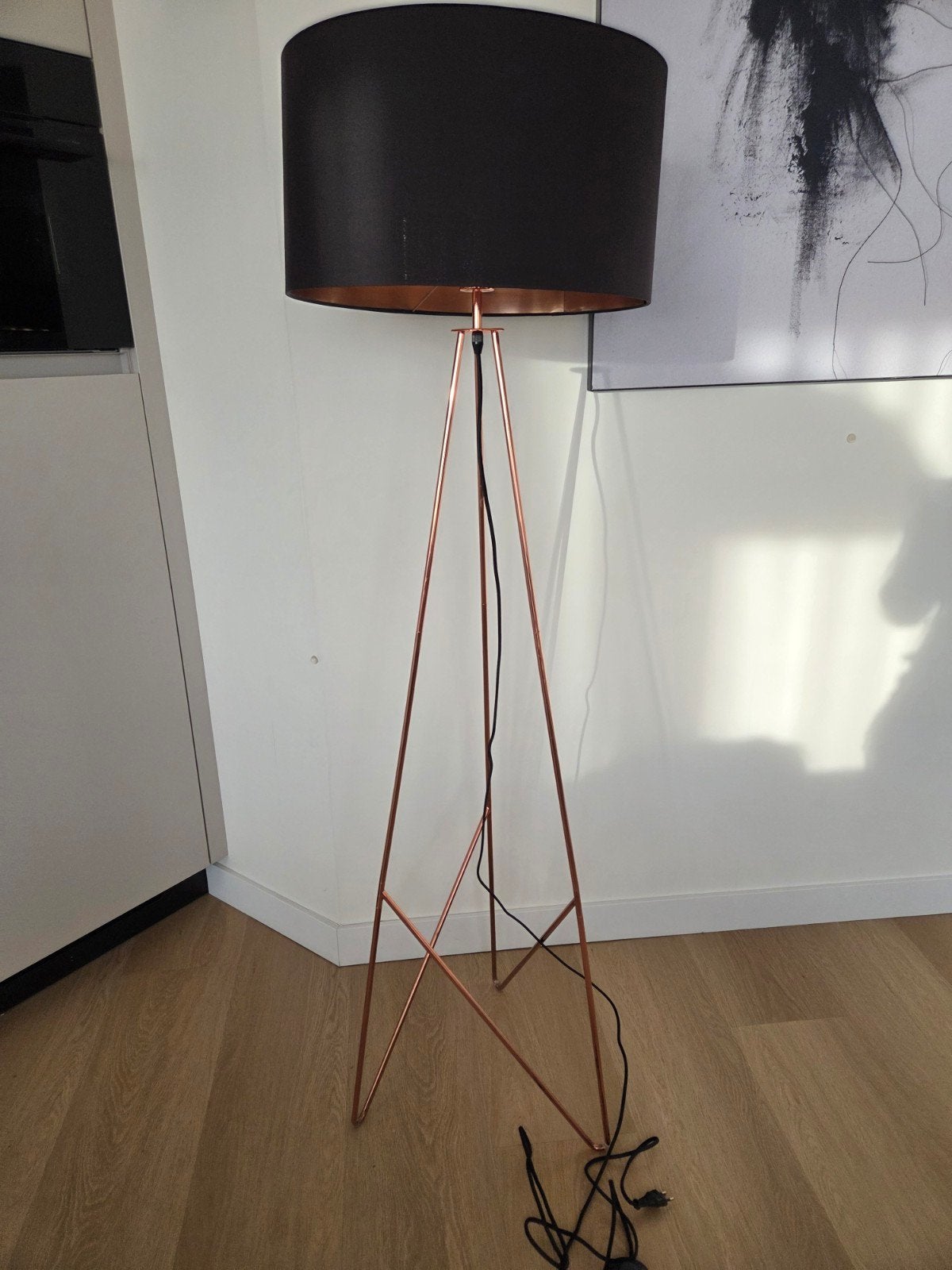 EGLO vloerlamp Camporale zwart koper 45cm E27 Praxis, Ophalen, Zo goed als nieuw, E27 (groot), 150 tot 200 cm