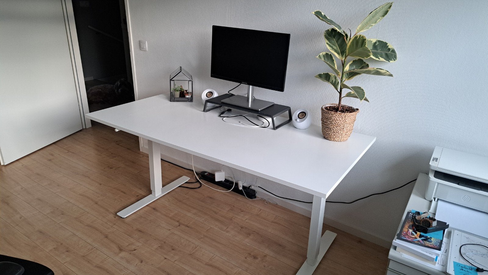 Zit- stabureau 160x80 cm, handmatig verstelbaar, Ophalen, Zit-sta bureau, Gebruikt, Spaanplaat of MDF