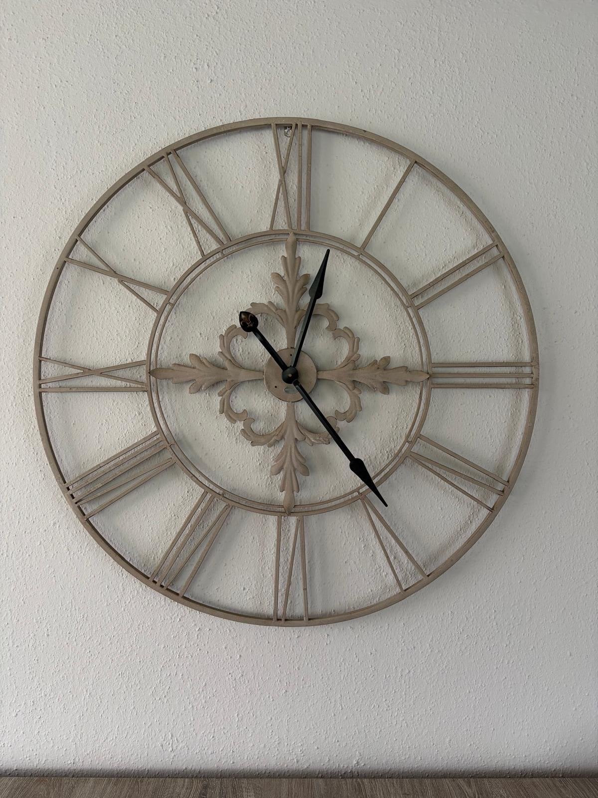 Grote wandklok (102cm) met Romeinse cijfers - Vintage stijl, Ophalen, Wandklok, Vintage, Analoog