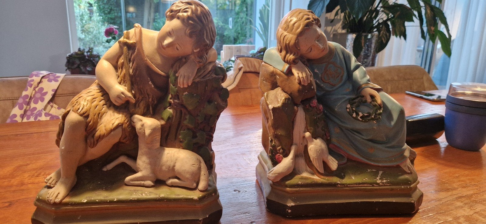 Antieke gipsen schouwbeelden - Brocante decoratie, Antiek en Kunst, Ophalen