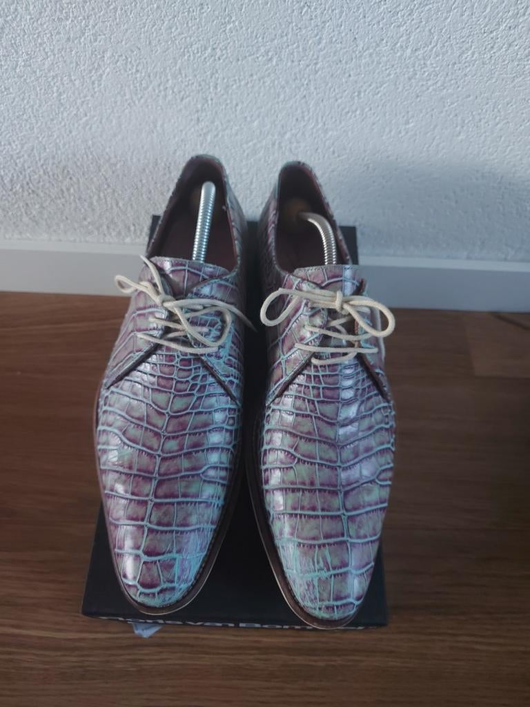 Floris Van Bommel nette veterschoenen, paars/blauw croc. M42, Blauw, Floris van Bommel, Ophalen of Verzenden, Zo goed als nieuw