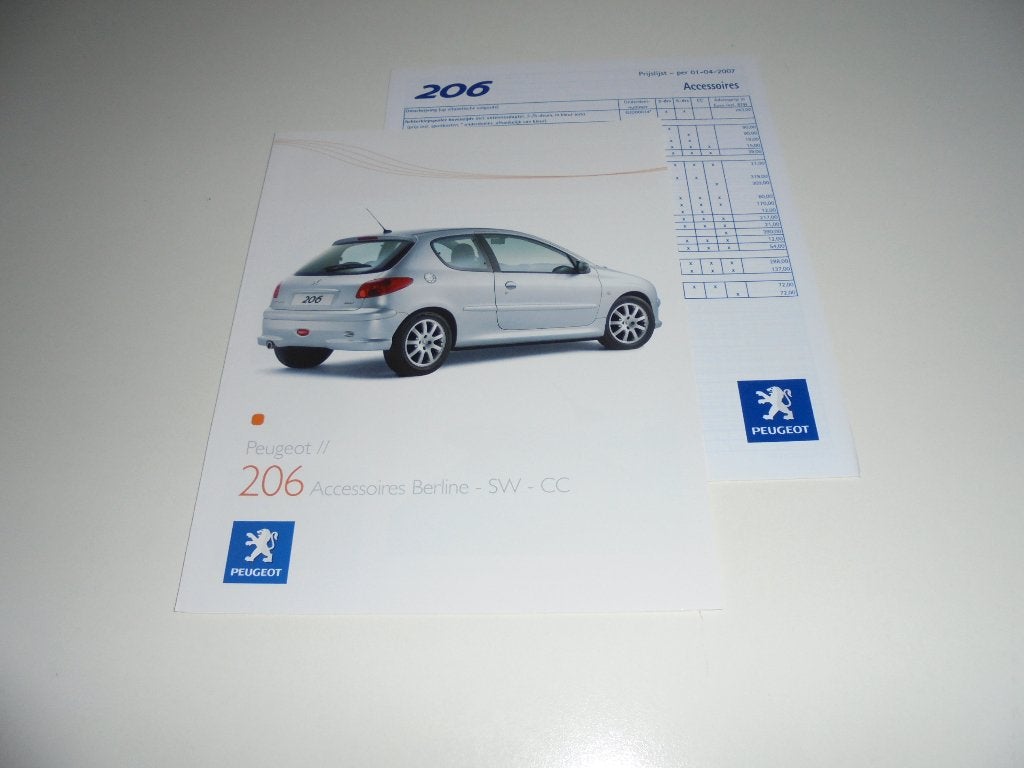 brochure Peugeot 206 accessoires  2007, Ophalen of Verzenden, Nieuw, Peugeot