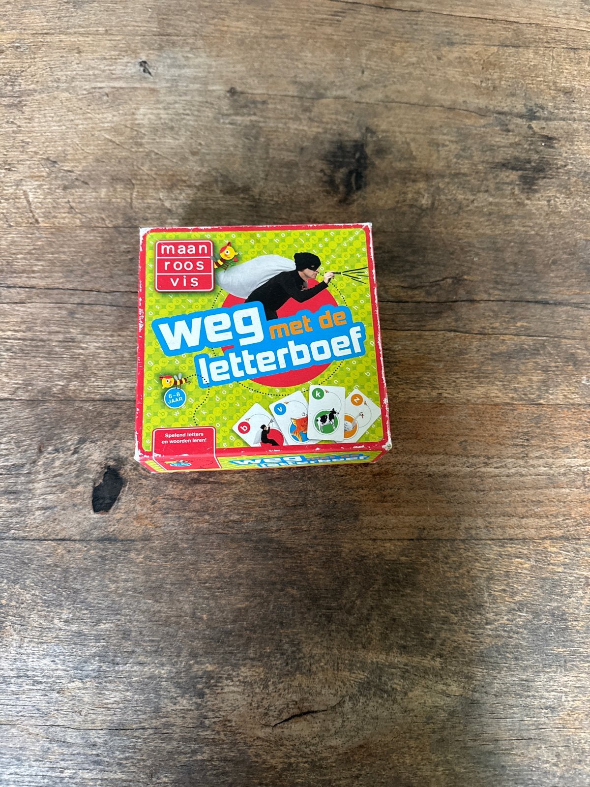 Maan Roos Vis: Weg met de Letterboef - Leerzaam Kaartspel, Een of twee spelers, Ophalen of Verzenden, Gebruikt