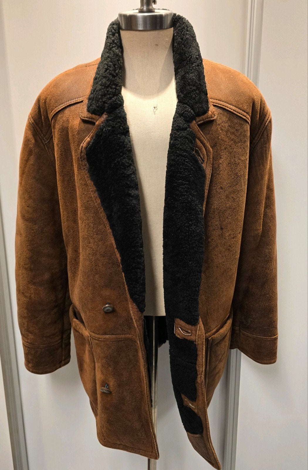 Heren lammy coat - maat 54 / L - lamsleer en lamsvacht, Ophalen of Verzenden, Zo goed als nieuw, Maat 52/54 (L), Bruin