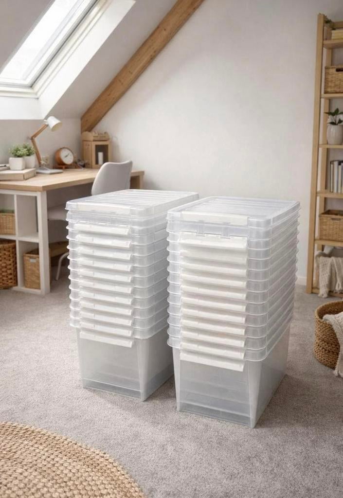 Opbergboxen 32 Liter (50x39x26cm) - 18stuks, Doe-het-zelf en Verbouw, Kratten en Dozen, Ophalen of Verzenden, Zo goed als nieuw
