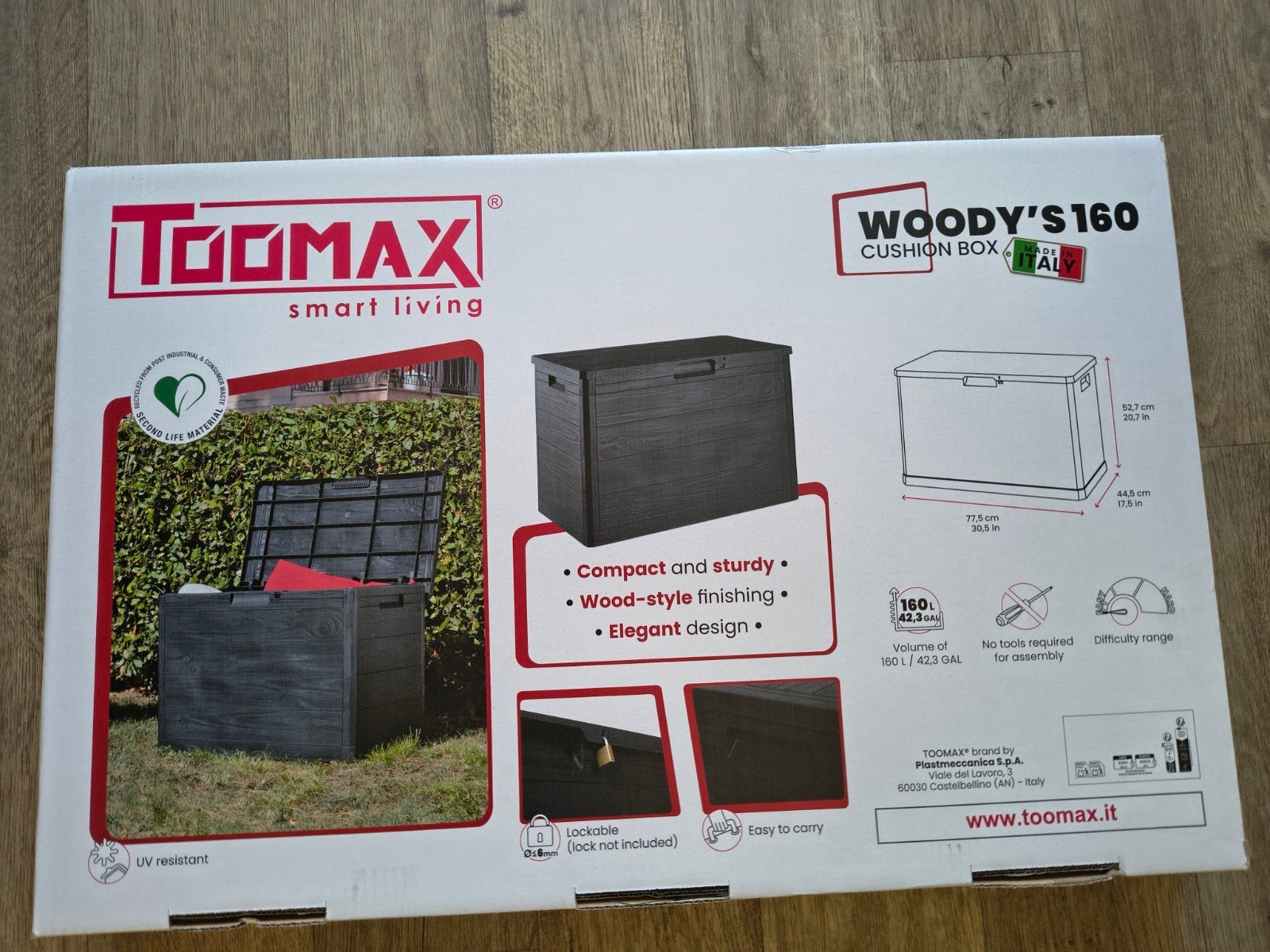 Kussenbox - Compacte en Stevige Opbergbox zwart, Tuin en Terras, Bergingen en Tuinkasten, Ophalen, Nieuw, Kunststof, Overige typen
