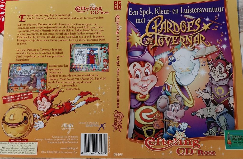 Efteling PC CD-ROM: Pardoes de Tovernar - Avontuurlijk Spel, Spelcomputers en Games, 1 speler, Ophalen of Verzenden, Puzzel en Educatief