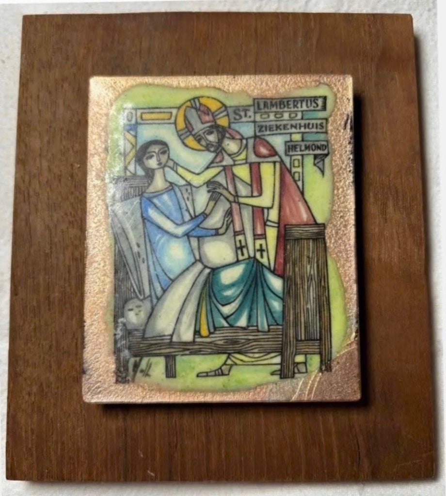 Koperen plaquette ziekenhuis Helmond int. kunst Munchen, Ophalen of Verzenden