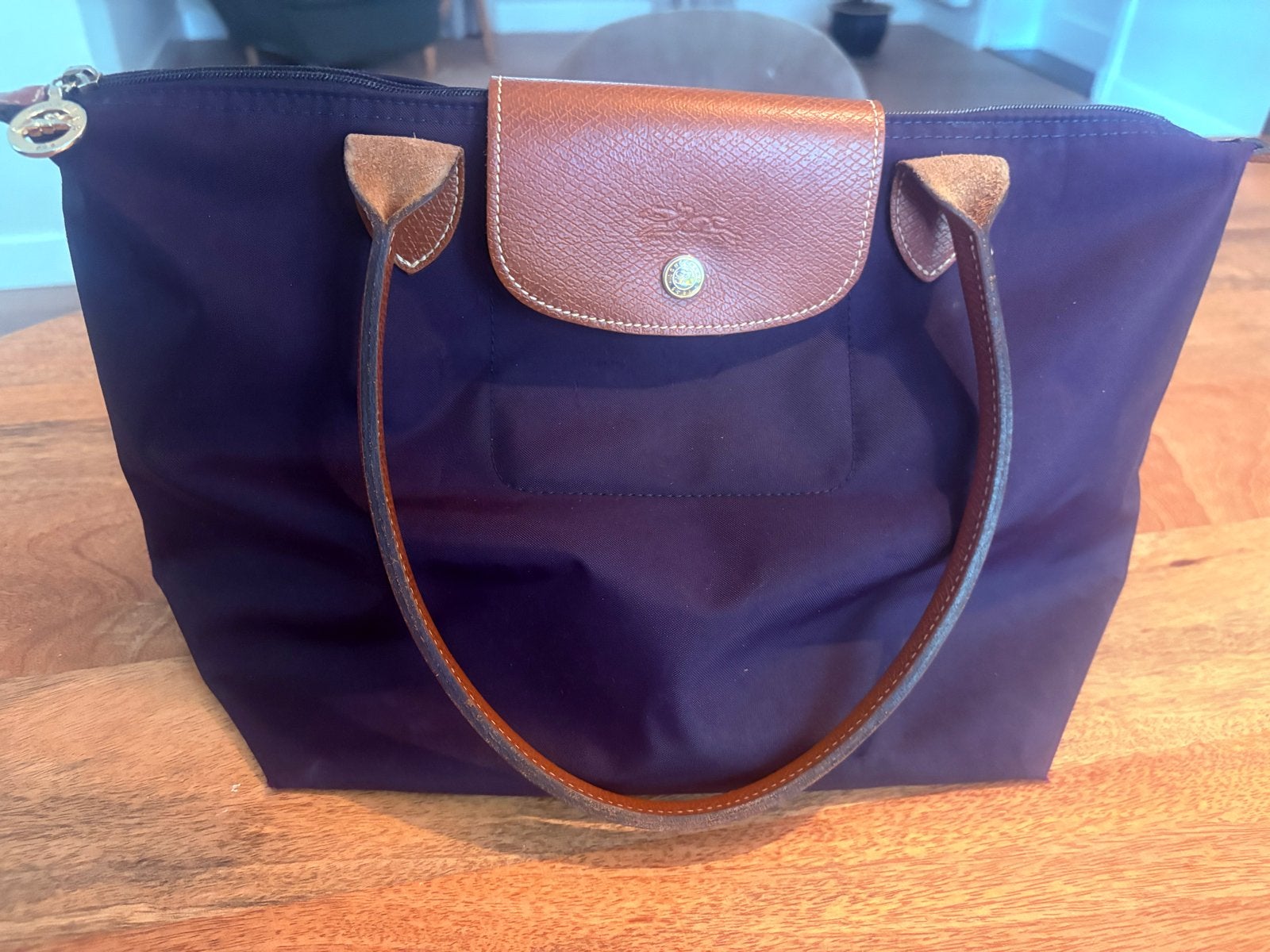 Longchamp Le Pliage Handtas - Donkerblauw/paars, Ophalen of Verzenden, Gebruikt, Blauw, Handtas