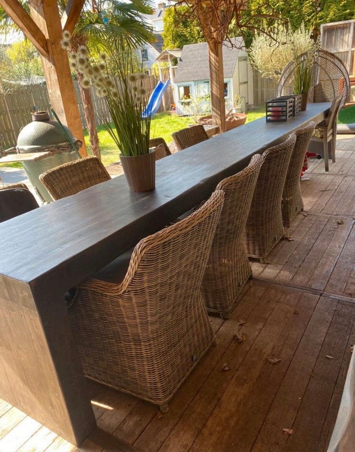 Grote 5 meter lange stamtafel voor horeca of tuinkamer, Huis en Inrichting, Tafels | Eettafels, Gebruikt, 100 tot 150 cm, 200 cm of meer
