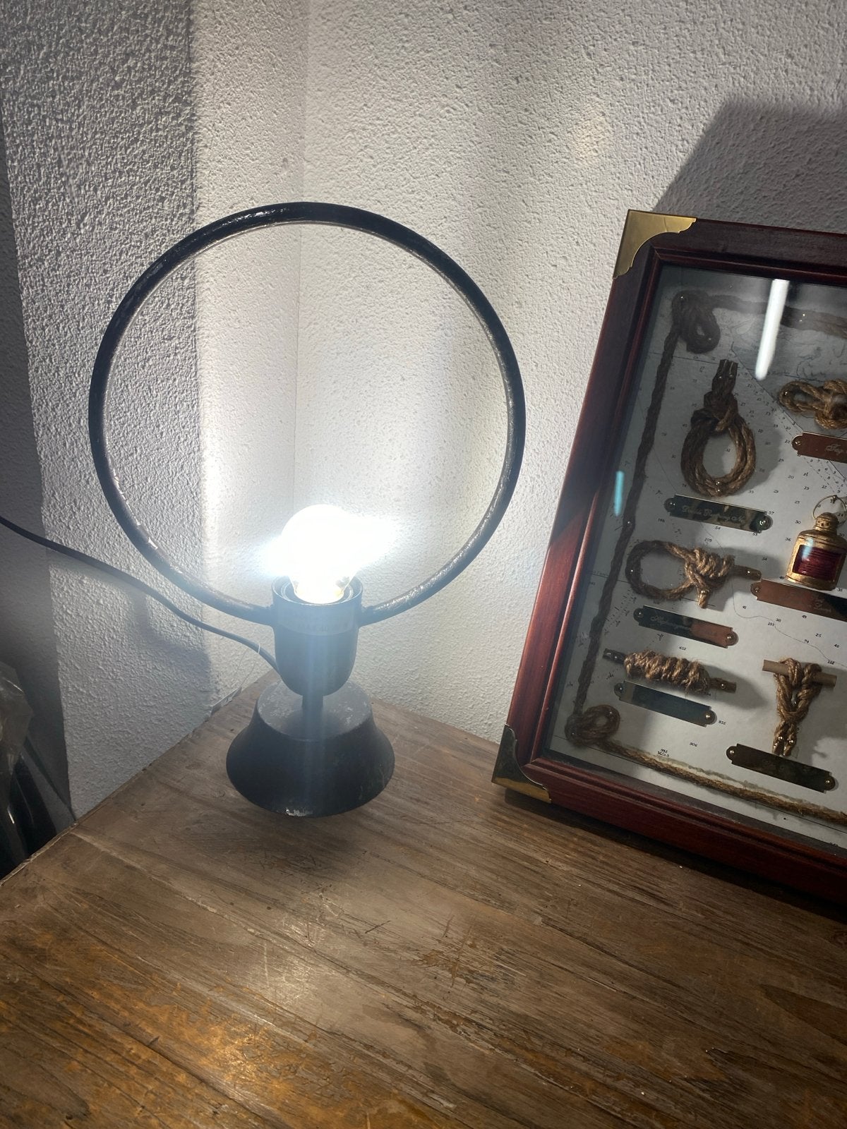2 stuks Unieke Industriële Tafellampen met Ring Design, Gebruikt, Sfeerlamp, Zwart, Industrieel