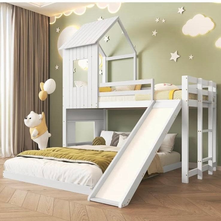 Nieuw Hoogslaper met Glijbaan en Huisbed - Geen Krasje!, Kinderen en Baby's, Kinderkamer | Bedden, Nieuw, 180 cm of meer, 100 cm of meer