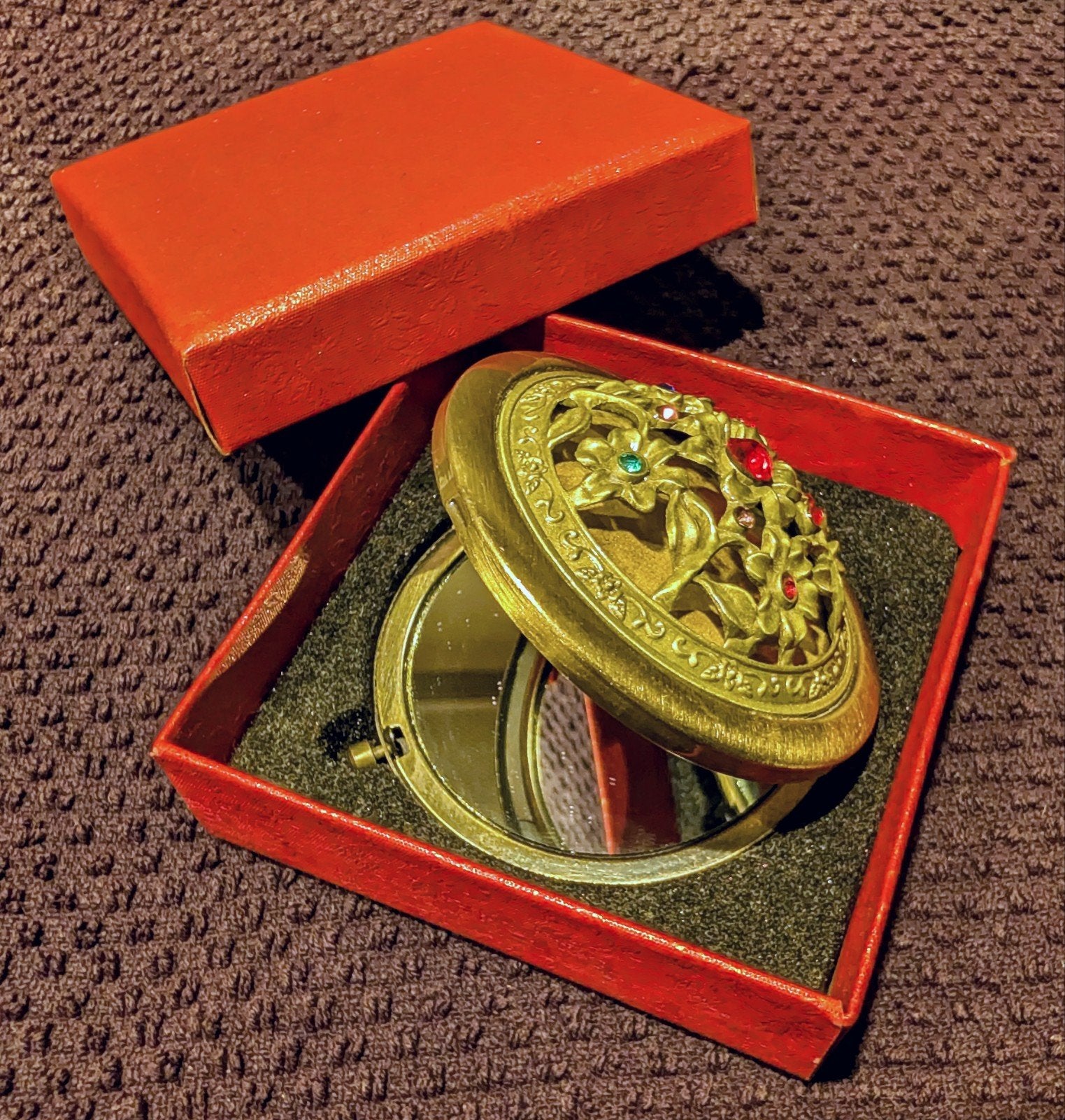 Zakspiegel (met bloemmotief & Strass), Sieraden, Tassen en Uiterlijk, Ophalen of Verzenden, Zo goed als nieuw