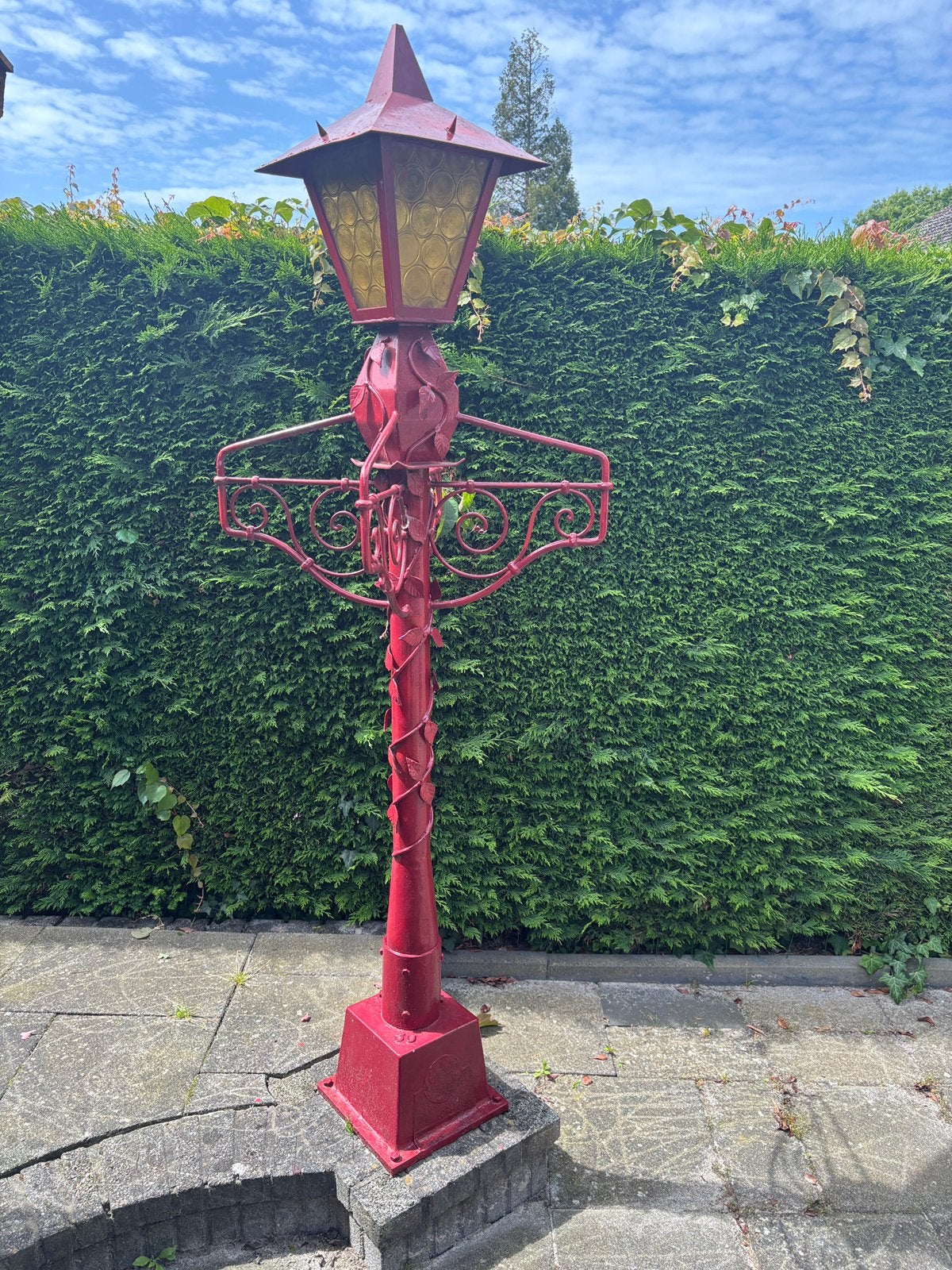 Zelfgesmede tuin lantaarn 210 cm hoog, Ophalen, Gebruikt, Minder dan 50 watt, Staande lamp