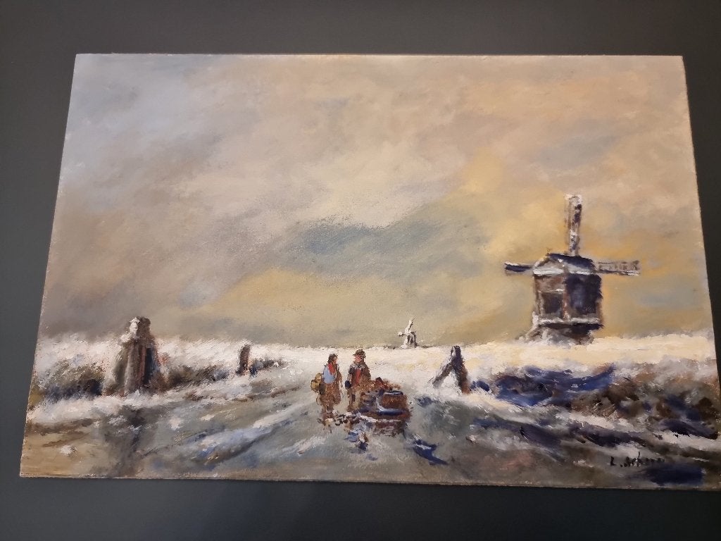 Winterlandschap., Antiek en Kunst, Ophalen of Verzenden, Landschap, Olieverf, Klassiek