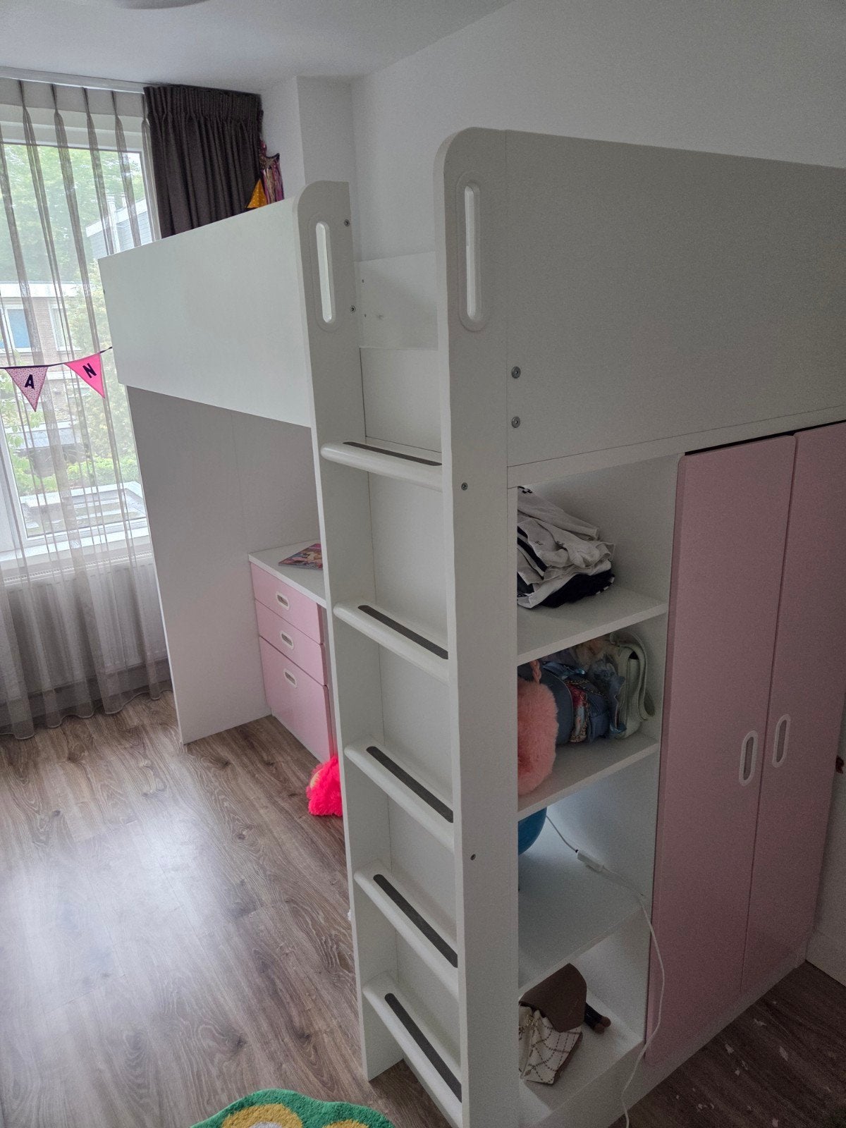 Ikea SMÅSTAD Hoogslaper - Wit/Roze, Huis en Inrichting, Slaapkamer | Stapelbedden en Hoogslapers, Ophalen, Eenpersoons, Zo goed als nieuw
