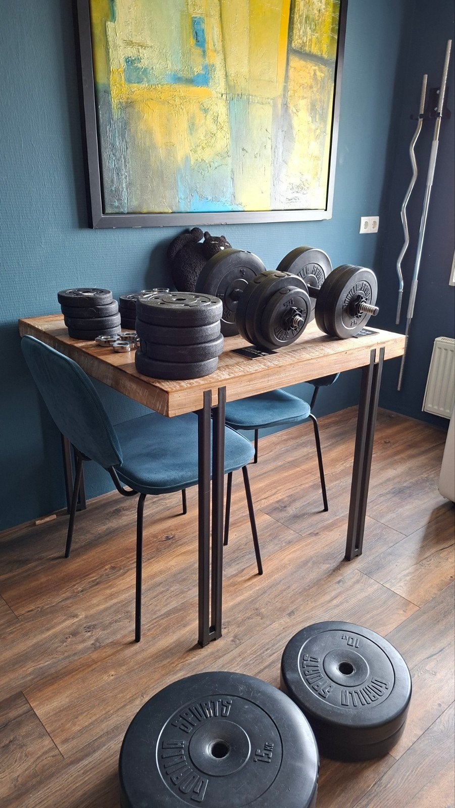 Complete thuis fitnessset – halterstang, dumbbells, bankje, Ophalen, Nieuw, Benen, Halterset