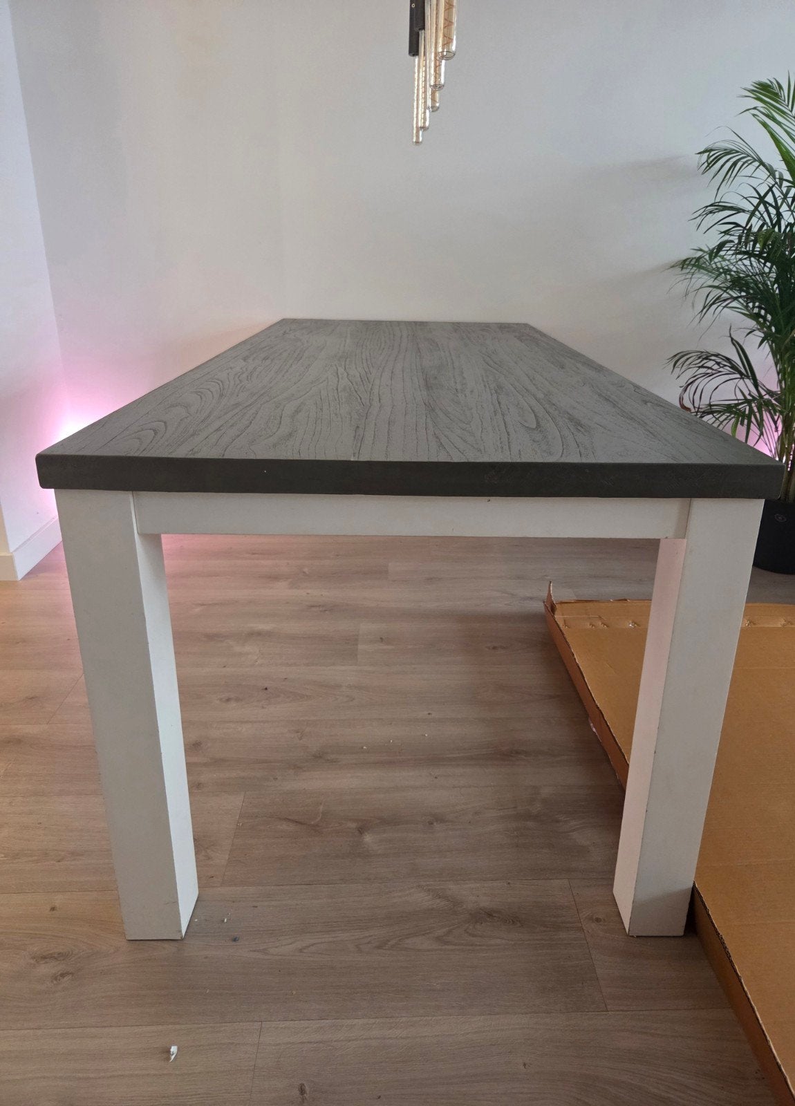 Eettafel, De Bommel: 'Riverwoods clear white/rustic grey', Ophalen, Gebruikt, 50 tot 100 cm, 150 tot 200 cm