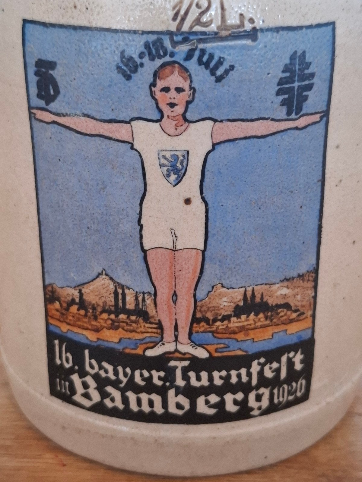 Antieke stein / bierpul 1926 met tinnen deksel, Antiek en Kunst, Antiek | Keramiek en Aardewerk, Ophalen of Verzenden