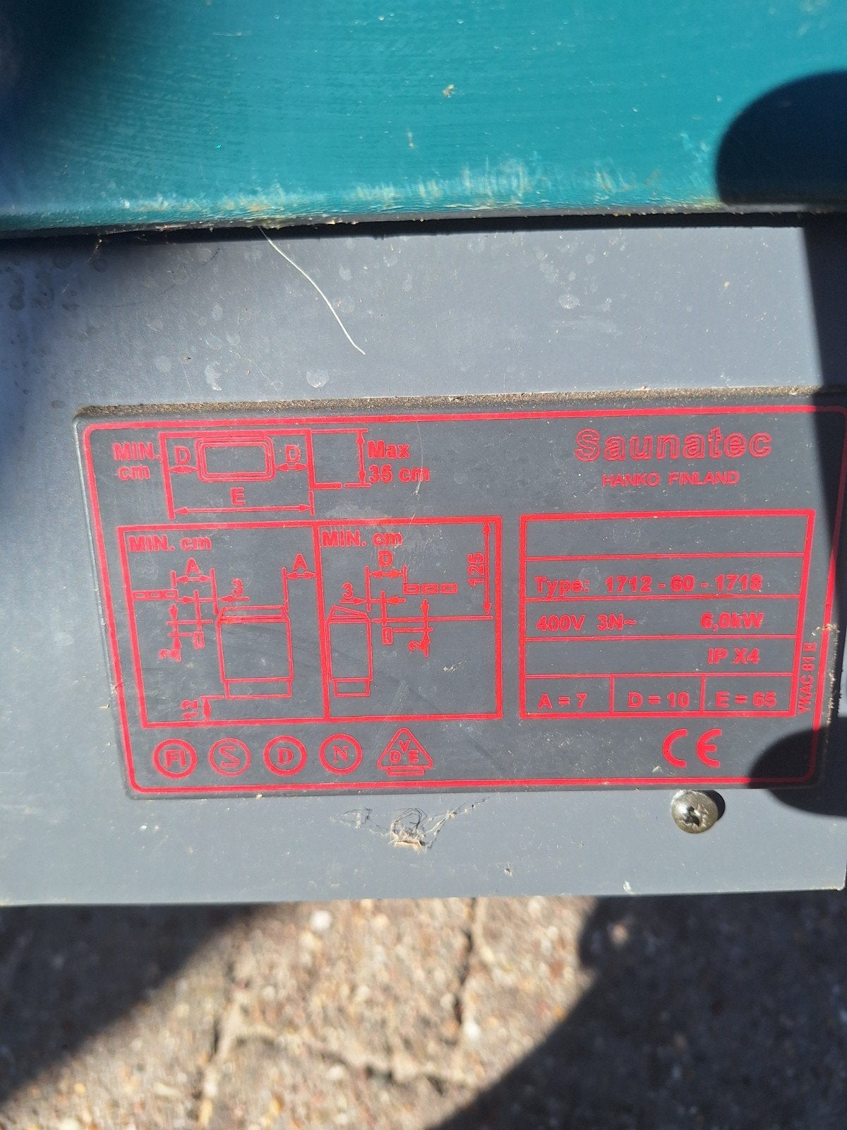 Saunatec 6.0kW Saunakachel 3-fase zonder stekker, Ophalen of Verzenden, Gebruikt, Fins of Traditioneel, Onderdelen
