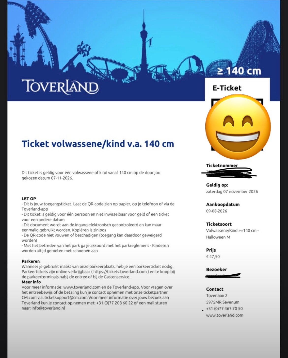 Toverland Halloween Ticket 7-11-2026, Tickets en Kaartjes
