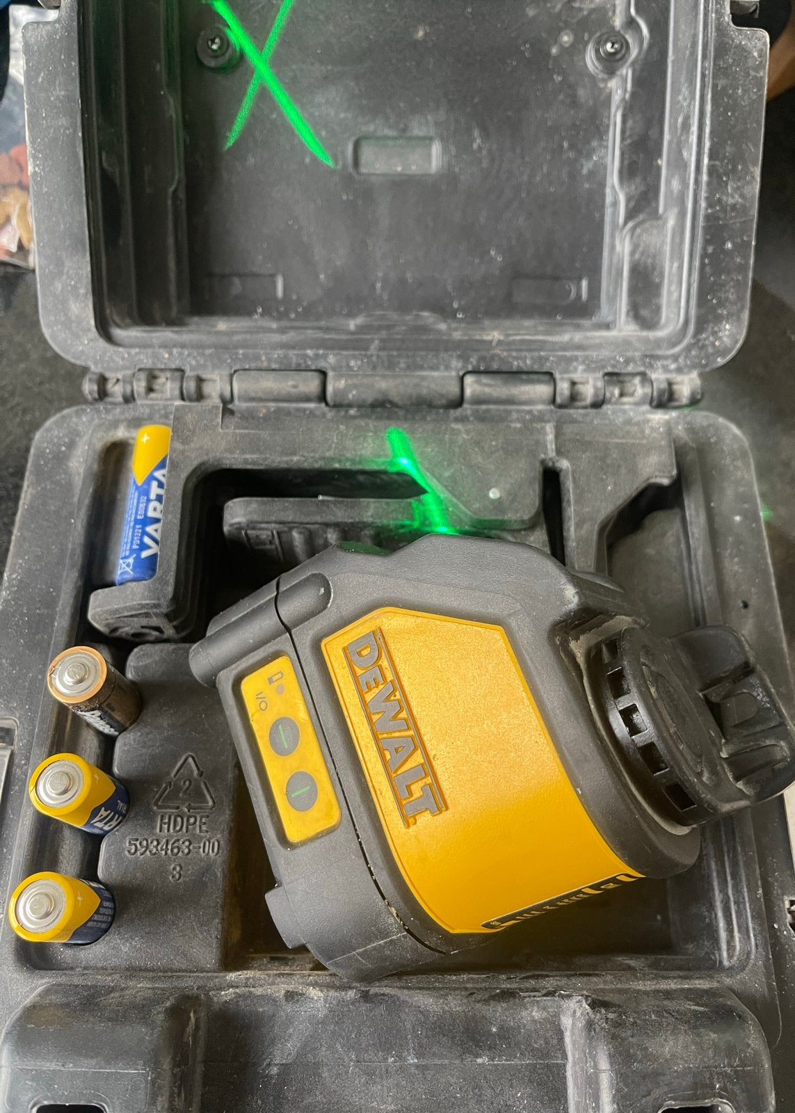 DeWalt kruislijnlaser met groene laser, Ophalen of Verzenden, Gebruikt, Licht