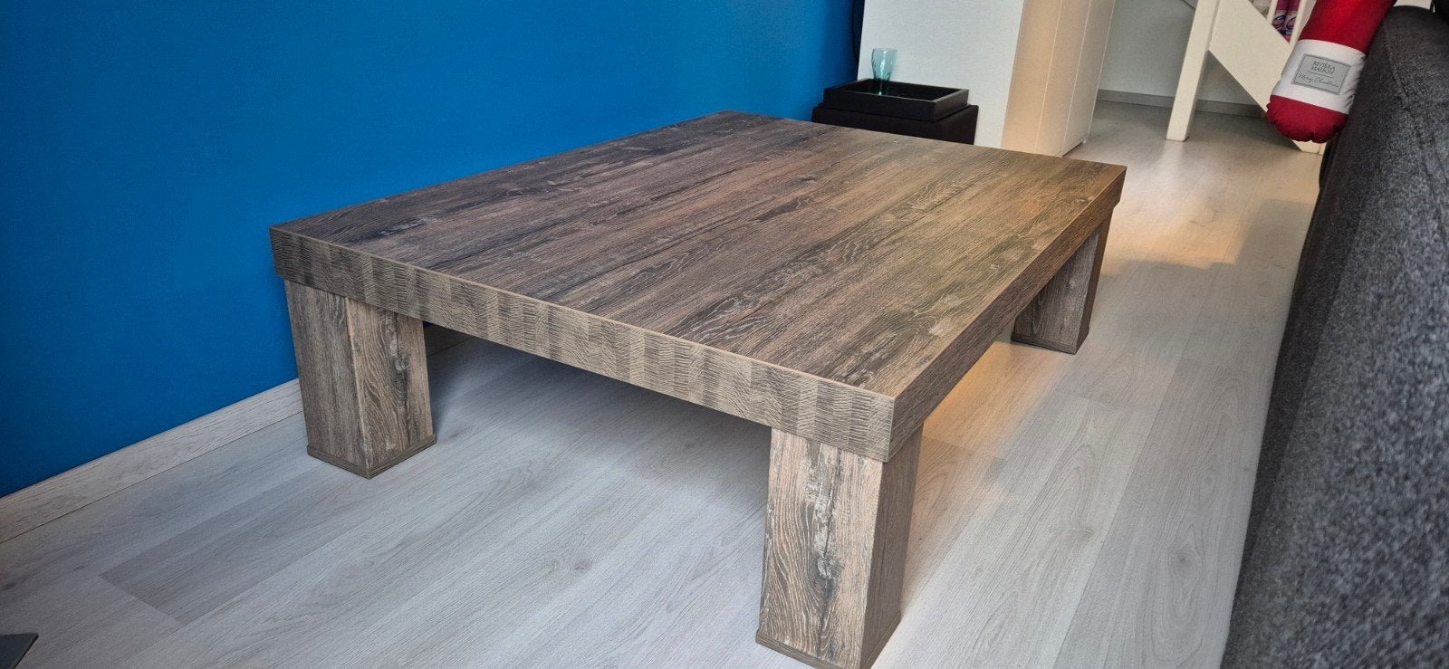 Salontafel Multiplex L140xB100xH40 - Demonteerbare poten, Huis en Inrichting, Ophalen, Gebruikt, Overige houtsoorten, 100 tot 150 cm