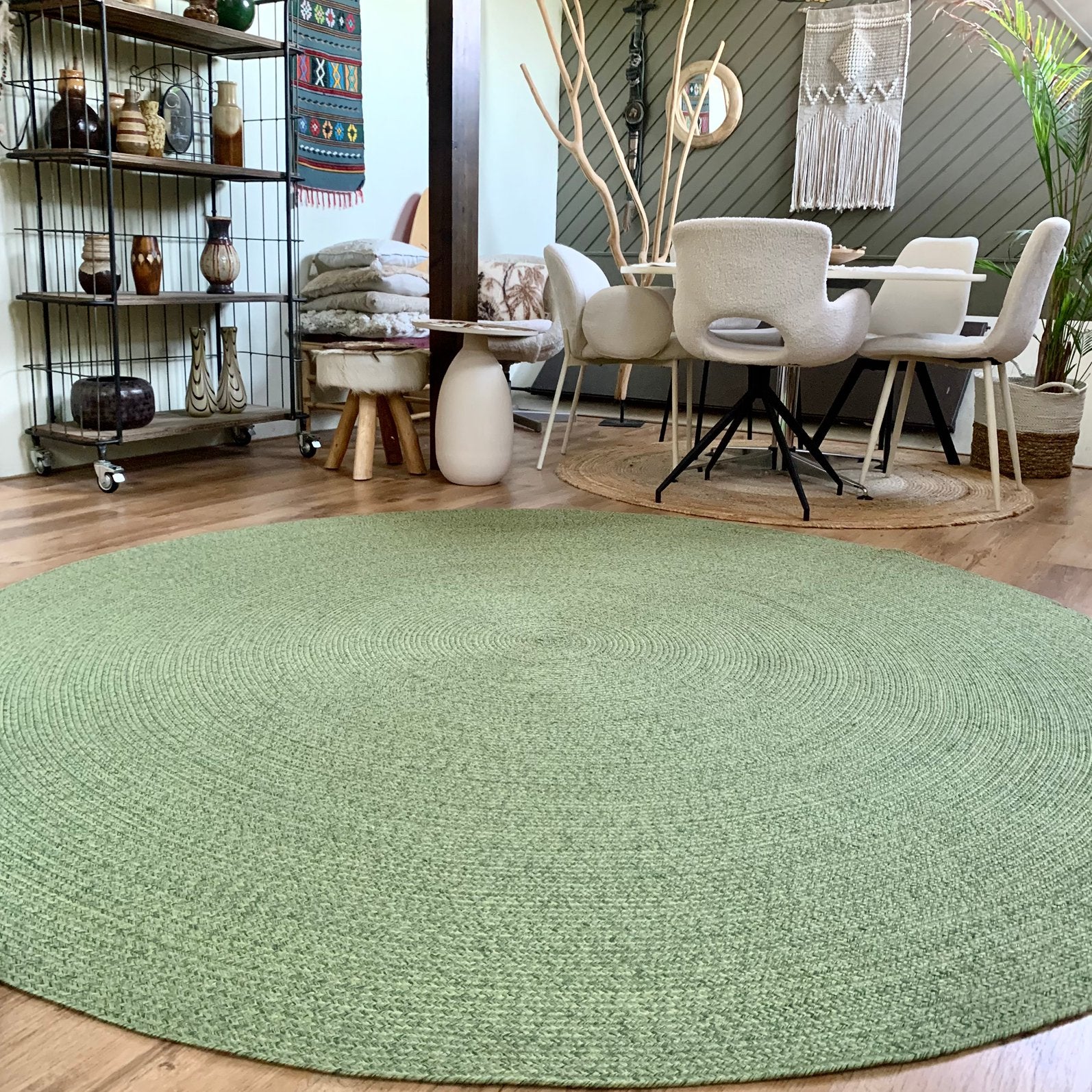 Bali  groen  - luxe xxl vloerkleed - fotoshoot, Ophalen, Rond, 200 cm of meer, Zo goed als nieuw