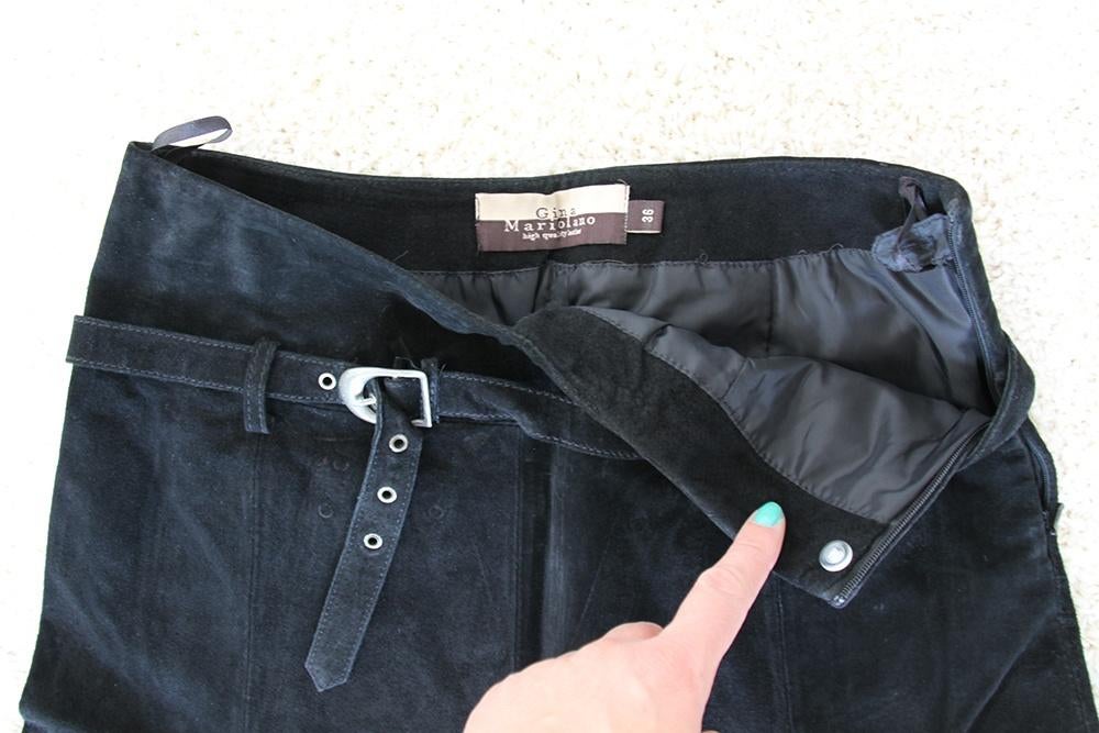 Mooie Suede Gina Mariolano Rok (Maat 36) € 45,-, Gina Mariolano, Zwart, Ophalen of Verzenden, Zo goed als nieuw