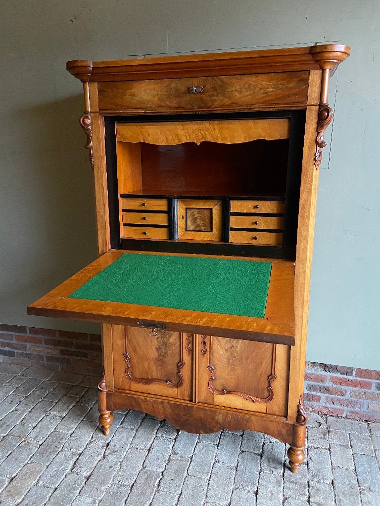 Prachtige antieke mahonie houten klepsecretaire, bureau., Verzenden