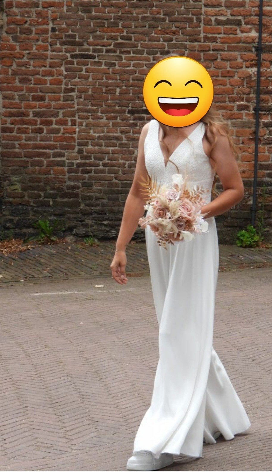 2 jumpsuit trouwpakken., Kleding | Dames, Trouwkleding en Trouwaccessoires, Ophalen of Verzenden, Zo goed als nieuw, Wit, Trouwpak
