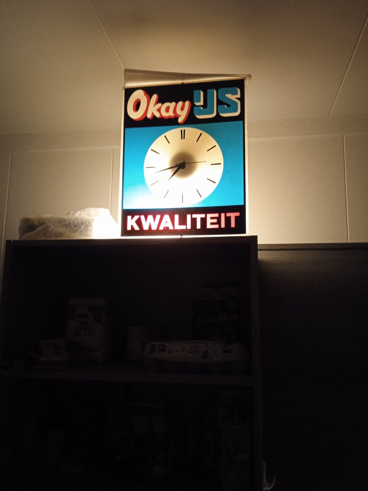 reklame licht bak met klok reklame licht, Ophalen of Verzenden