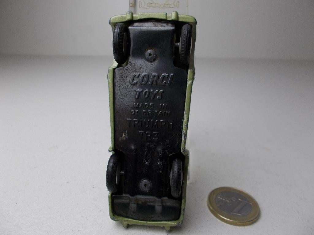 1960 Corgi Toys 305 TRIUMPH TR 3 (Pale Green.), Ophalen of Verzenden, Gebruikt, Auto, Corgi