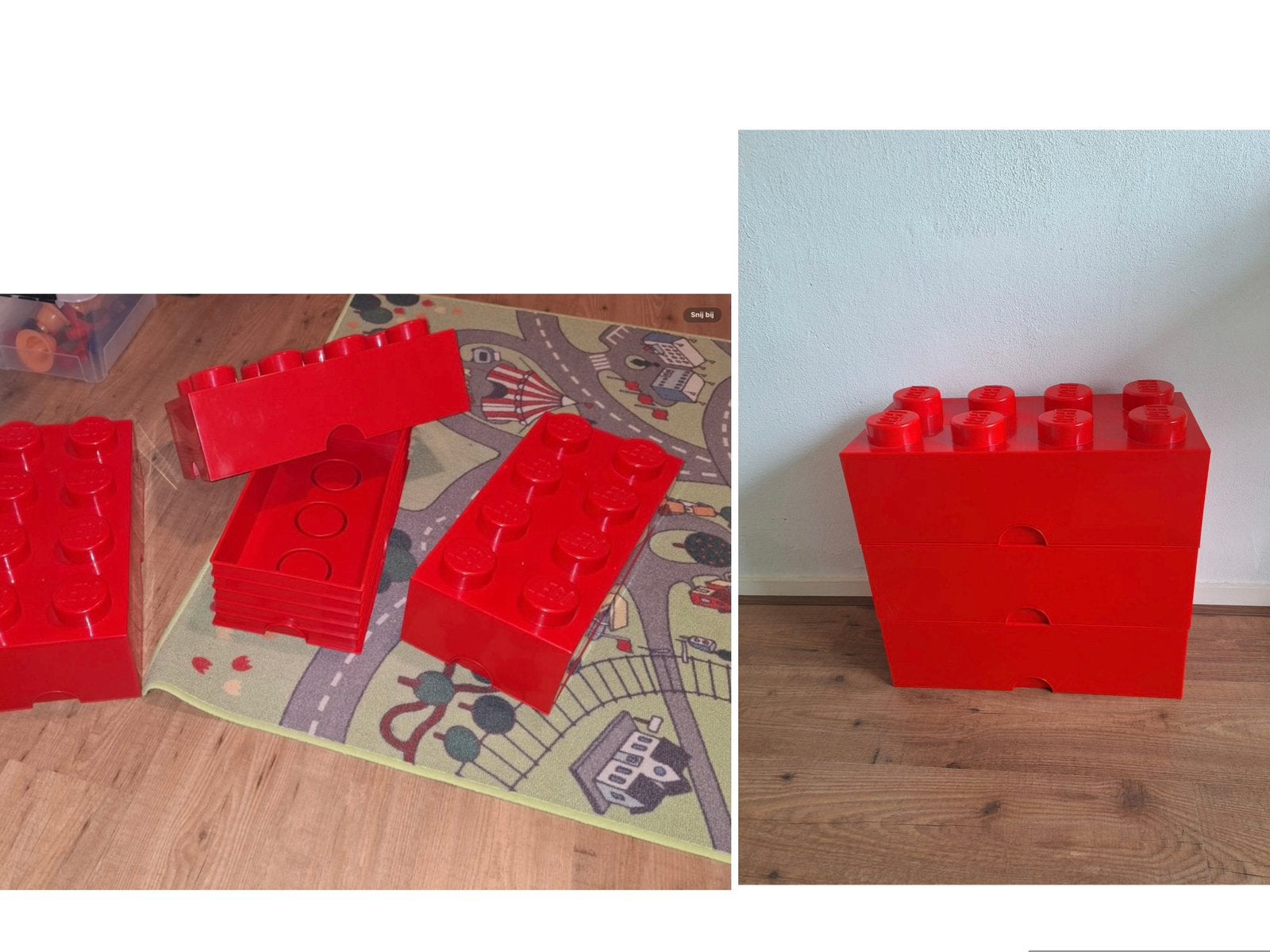 Set van 3 Rode LEGO Opbergboxen (Brick 8 met lade)  (KWF), Ophalen of Verzenden, Zo goed als nieuw