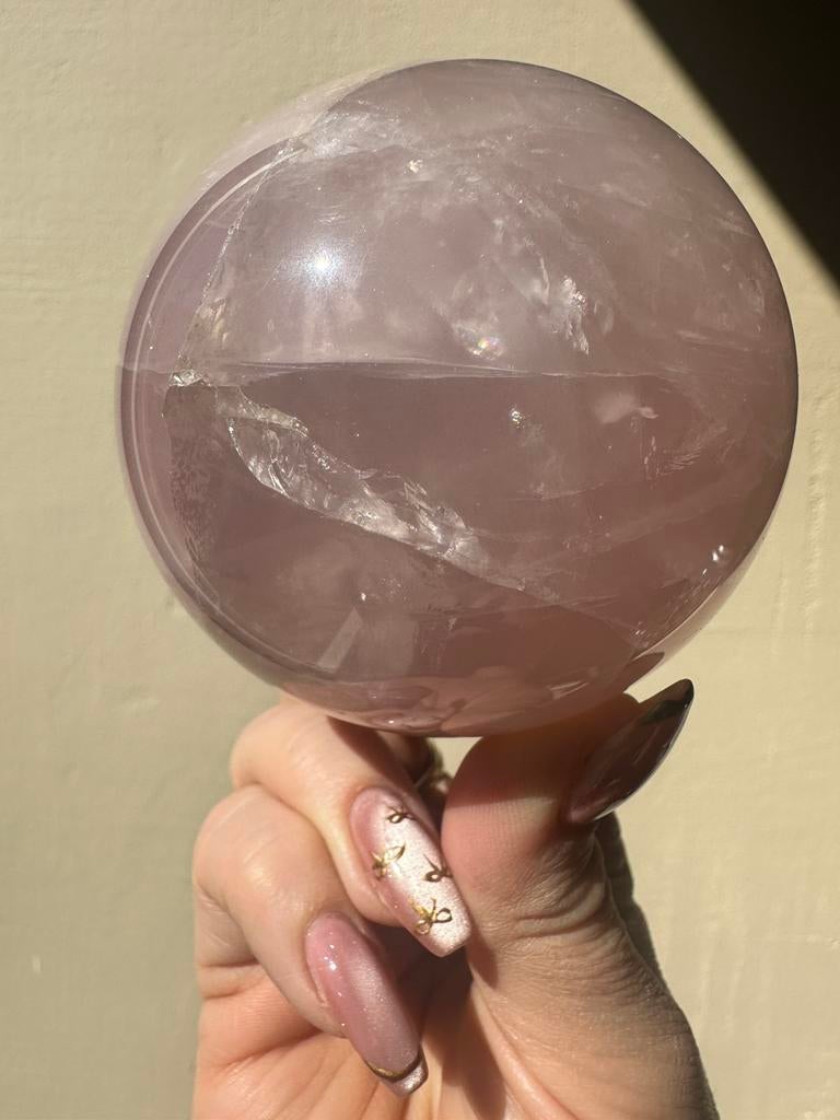 Prachtige rozenkwarts sphere | volop liefde, Ophalen of Verzenden, Mineraal