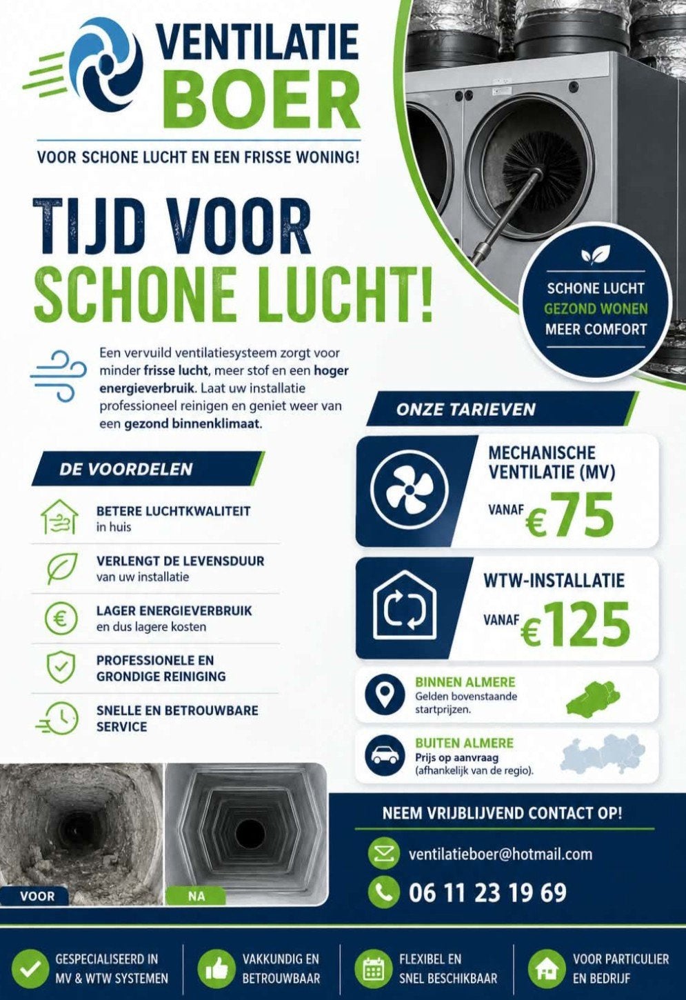 ventilatie systeem schoonmaken, Ophalen, Zo goed als nieuw, Ventilator en Afzuiger