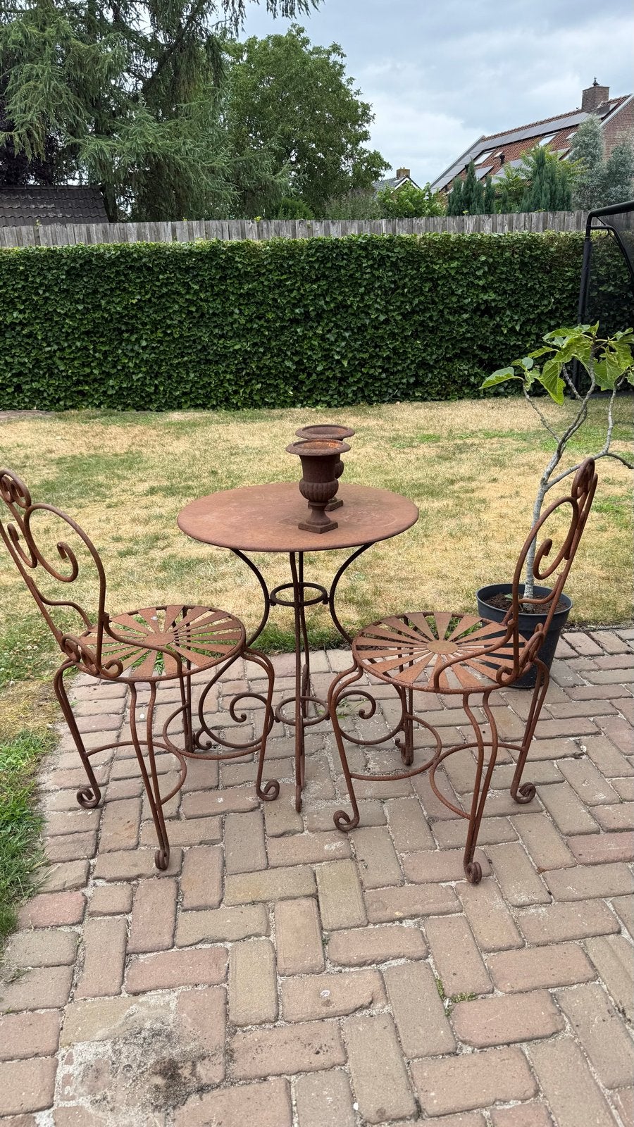 Antieke bistro set - gietijzeren tuinset, Overige materialen, Gebruikt, Eettafel, Tuinset