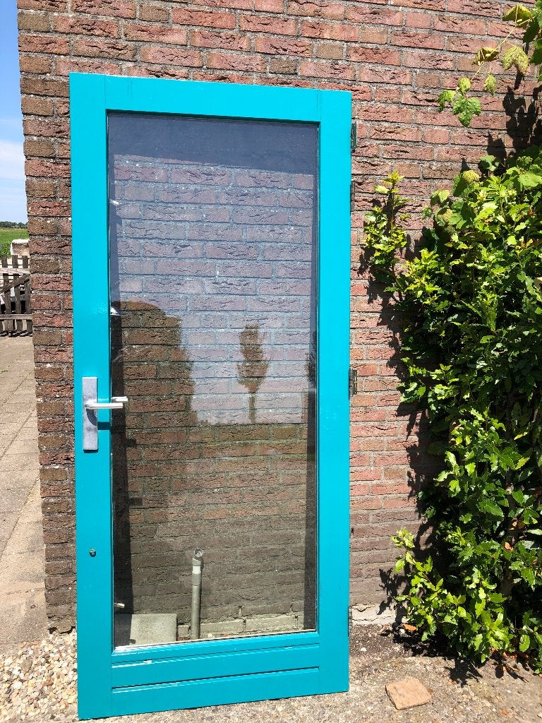 |Hardhouten buitendeur| Balkondeur| dubbelglas| 211,5X93,5|, Doe-het-zelf en Verbouw, Deuren en Horren, Ophalen, Gebruikt, 80 tot 100 cm