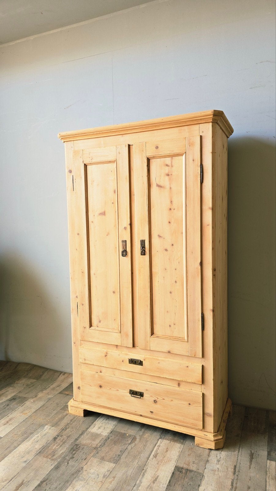Mooie Grenen Houten Kledingkast Gerestaureerd Antiek, 100 tot 150 cm, Met lade(s), Ophalen of Verzenden, Zo goed als nieuw