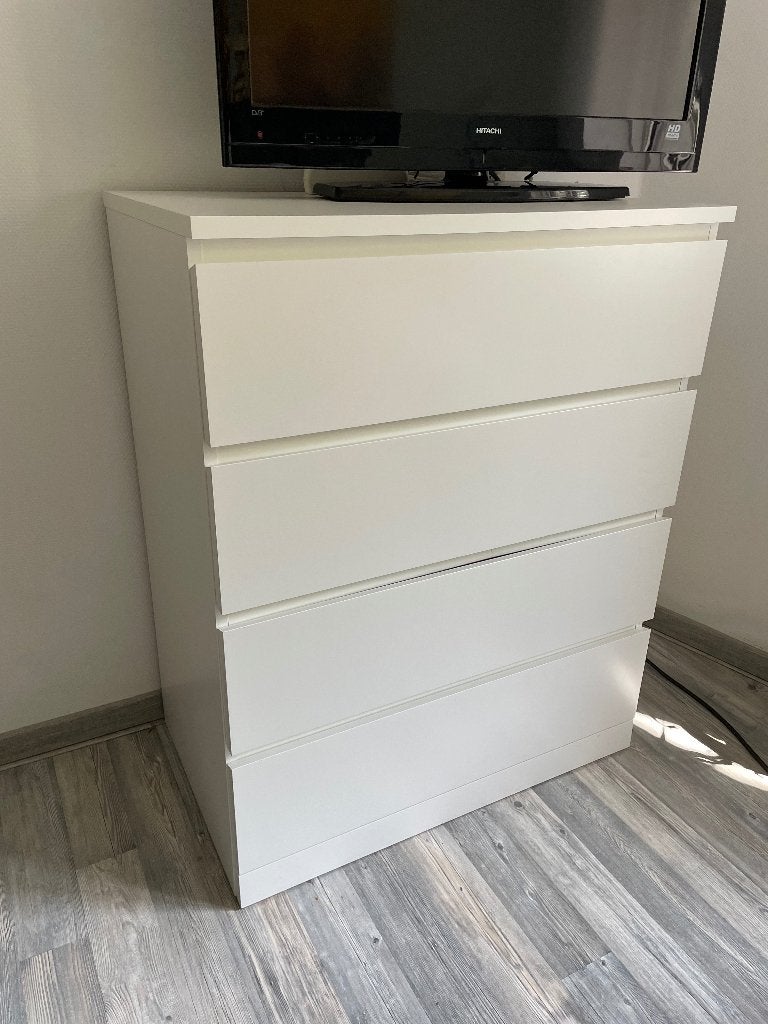 IKEA MALM chest of 4 drawers in white, Ophalen, Gebruikt, 100 tot 150 cm, 50 tot 100 cm