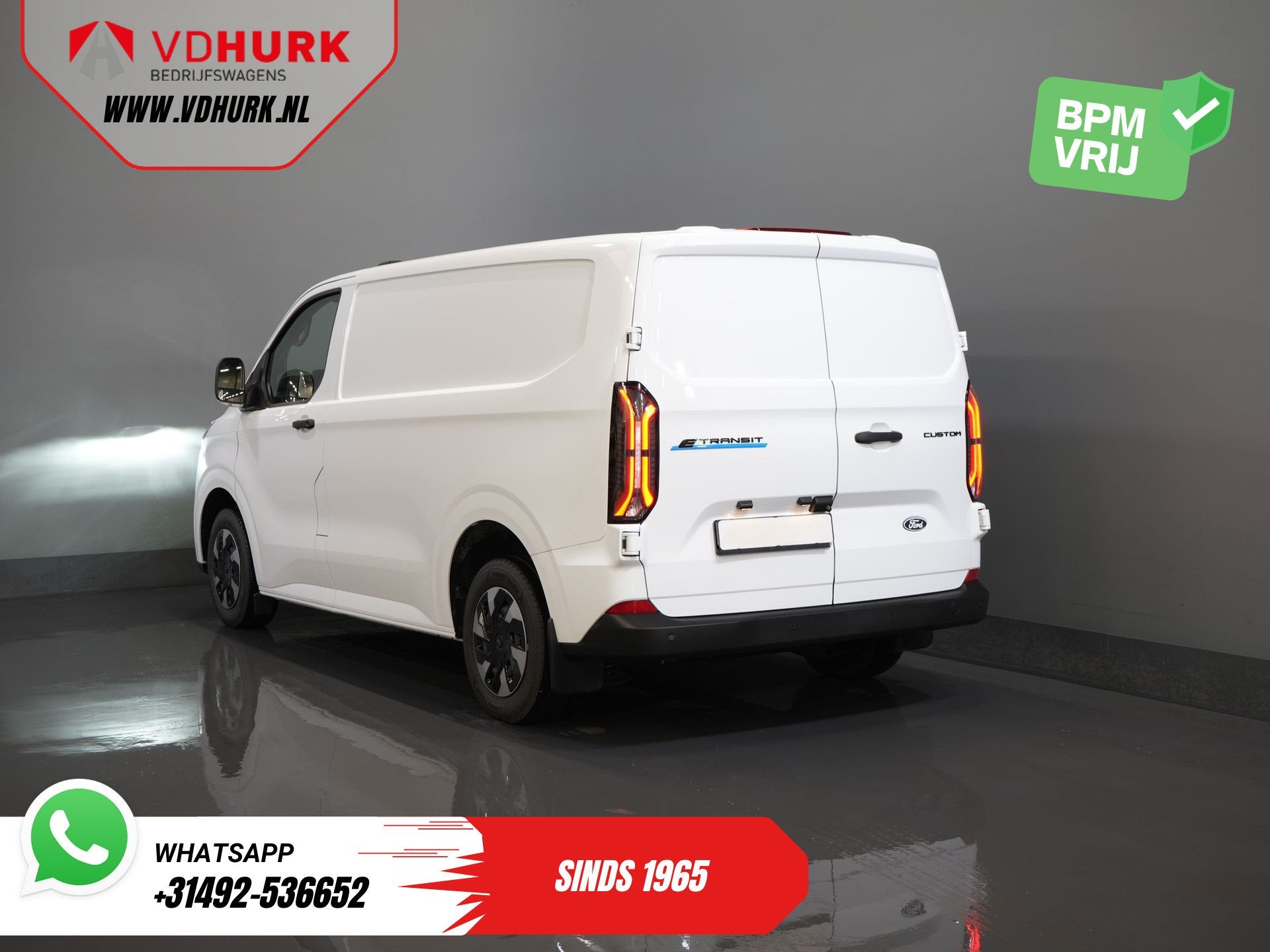 Ford E-Transit Custom Trend 330 km WLTP 218 pk LED/ Standkac, 330 km, Gebruikt, Skiluik, Wit