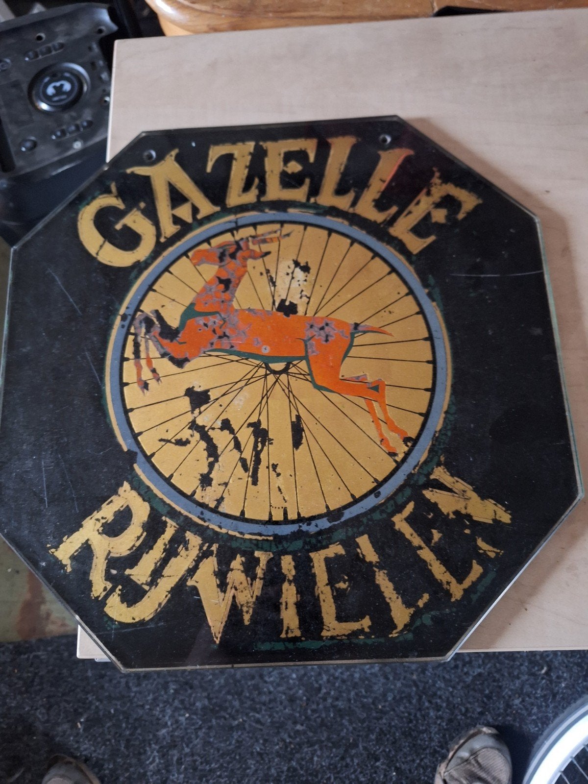Vintage Gazelle Rijwielen Reclamebord, Ophalen, Gebruikt, Reclamebord
