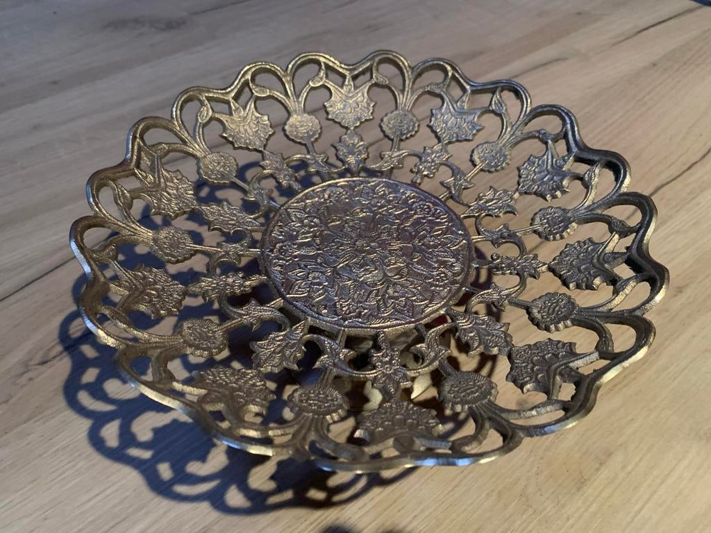 Antieke Brocante - Sierlijke Metalen schaal, Ophalen