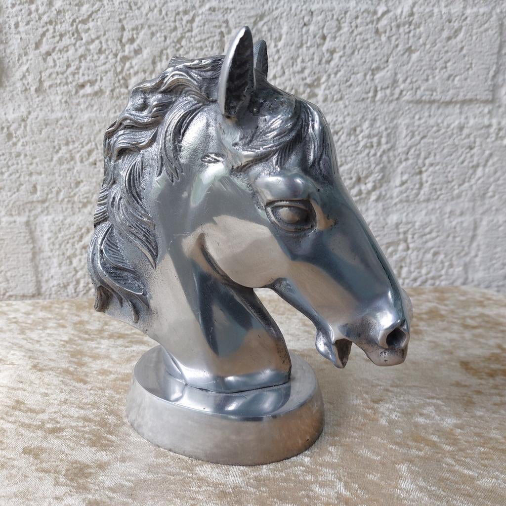Decoratief paardenhoofd van metaal- 23 cm hoog, Antiek en Kunst, Ophalen of Verzenden