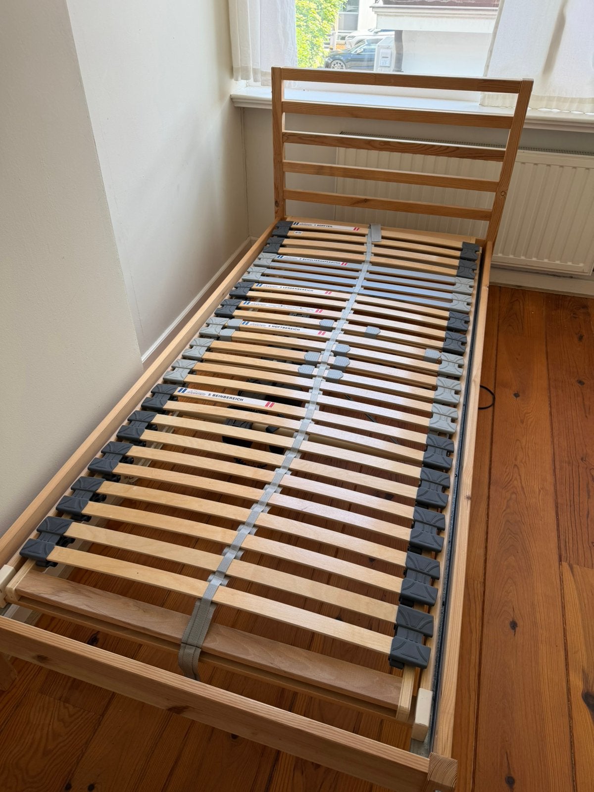 Bedframe 90x200 + elektrische lattenbodem, Ophalen, Verstelbaar, 90 cm, Eenpersoons