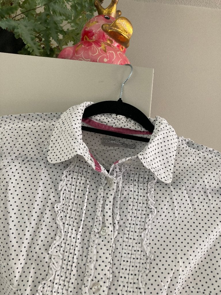 TOM DU Lieve roezel polkadot blouse ' Monika ', mt 164 170, Meisje, Overhemd of Blouse, Ophalen of Verzenden, Zo goed als nieuw