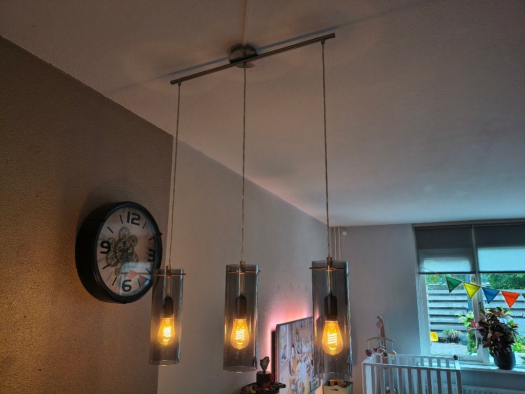Hanglamp en 2 tafellampen, Ophalen, Zo goed als nieuw, E27 (groot)