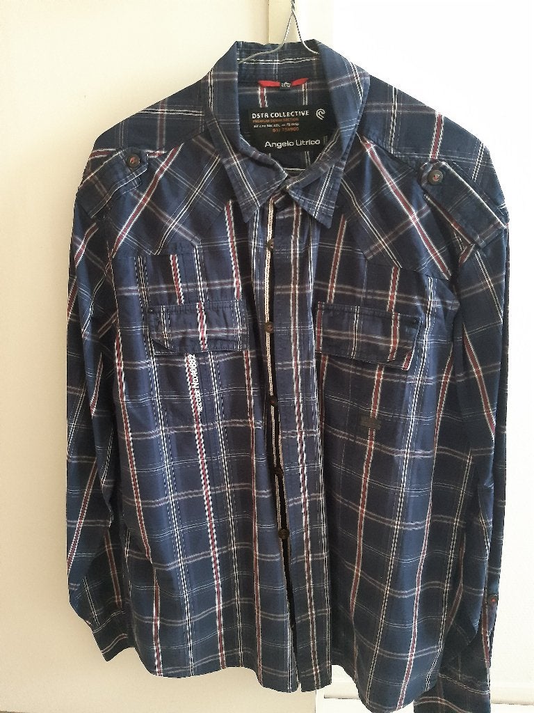 16- C&A Angelo Litrico overhemd maat XL 43/44, Ophalen, Zo goed als nieuw, Blauw, Halswijdte 43/44 (XL)