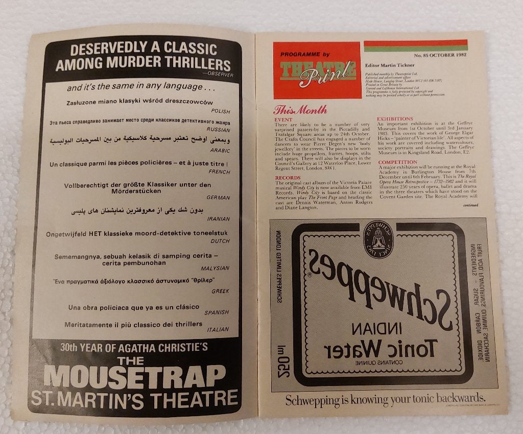Evita PROGRAMMA BOEKJE 1982 Andrew Lloyd Webber UK, Verzamelen, Verzenden, NvT, Gebruikt, Evita